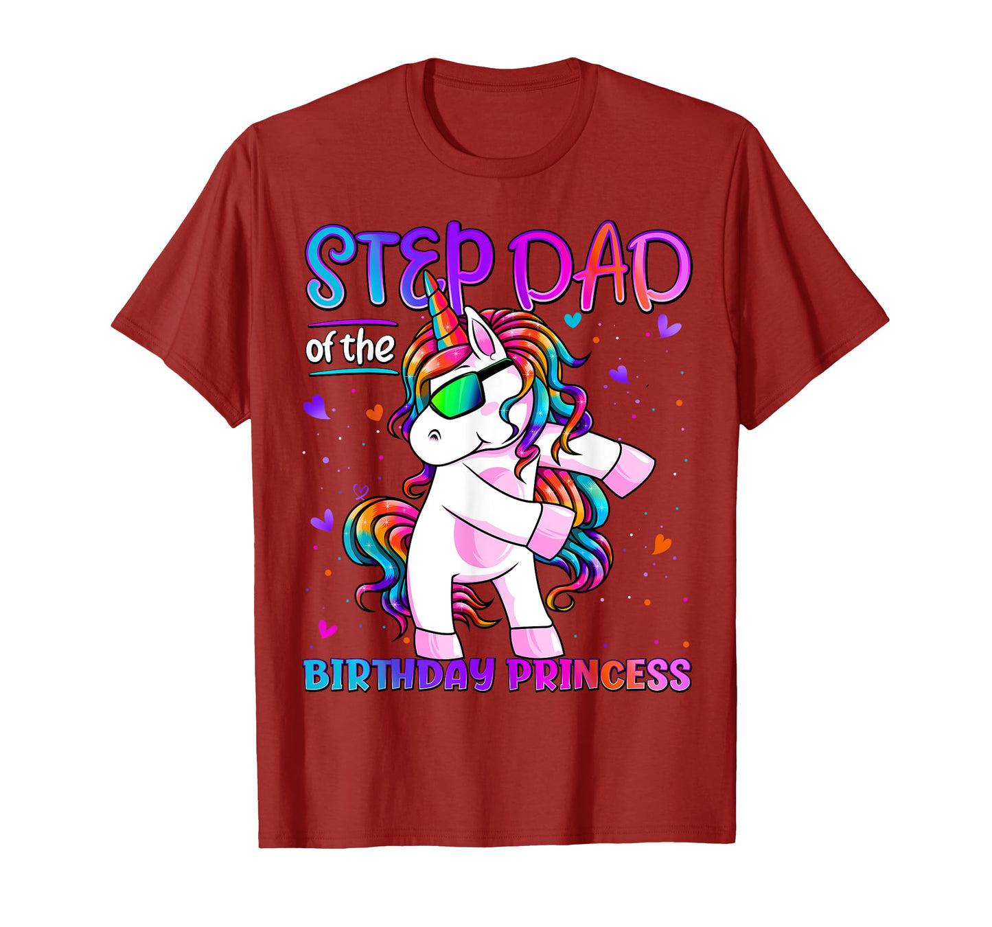 Step Dad of the Birthday Princess Flossing Unicorn Step Dad T-Shirt