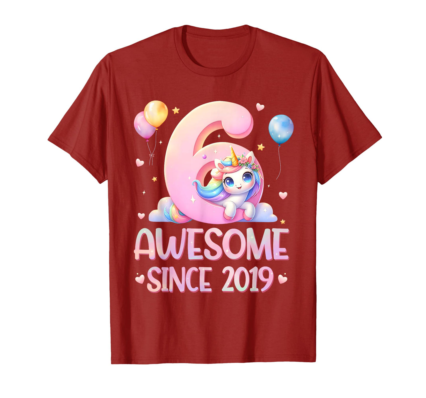 Unicorn 6th Birthday 6 Year Old Unicorn Party Girls Outfit T-Shirt