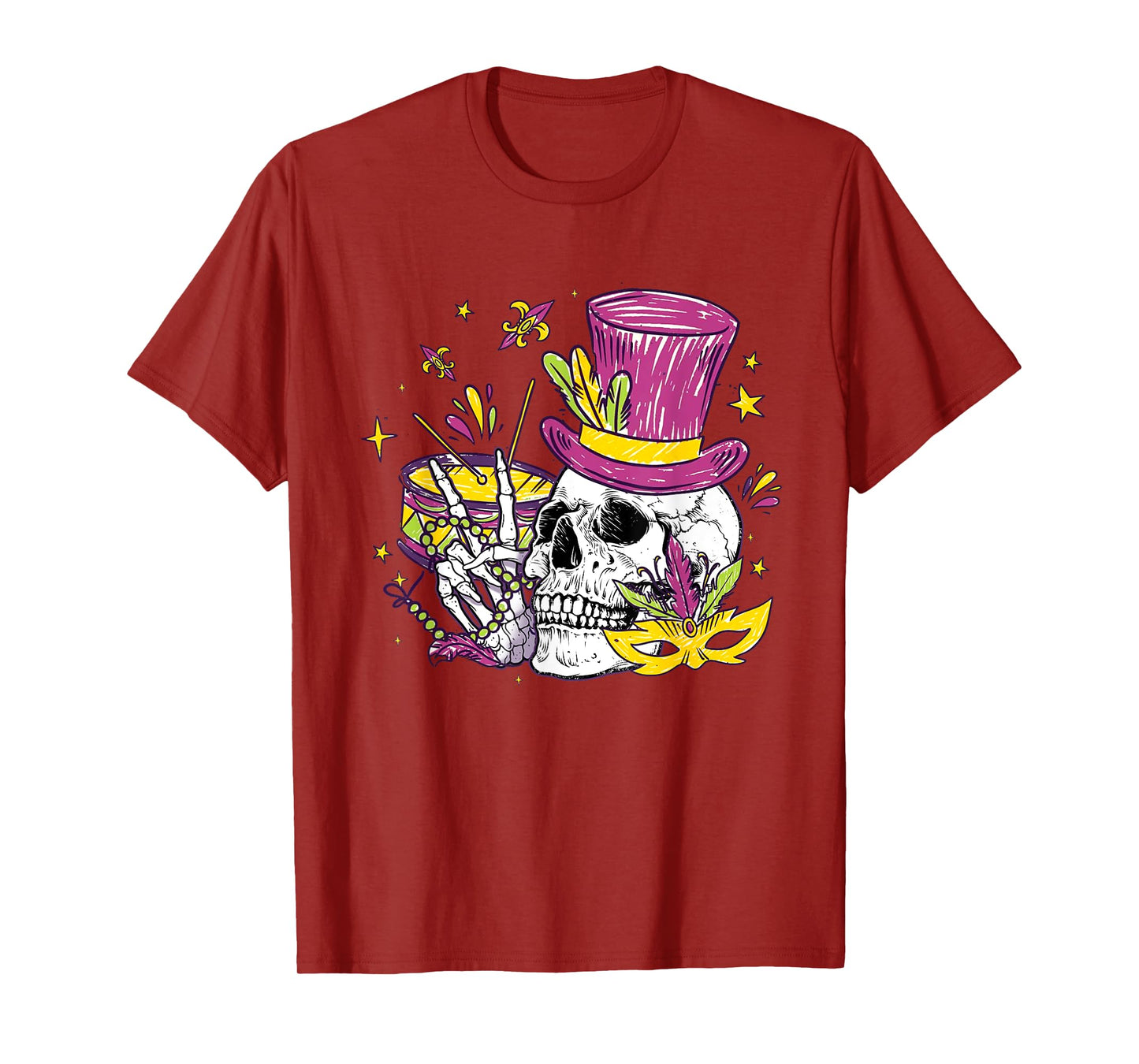 Funny Sugar Skull Mardi Gras Party Apparel Men Women Kids T-Shirt