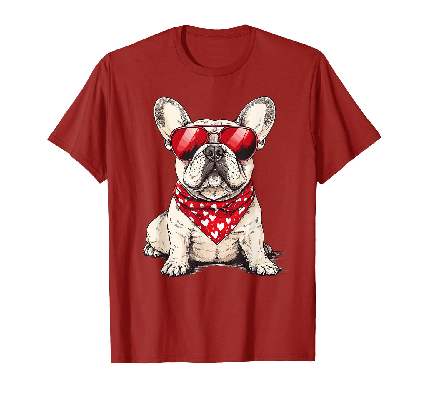 Frenchie Heart Bandana Cool French Bulldog Lover Valentines T-Shirt