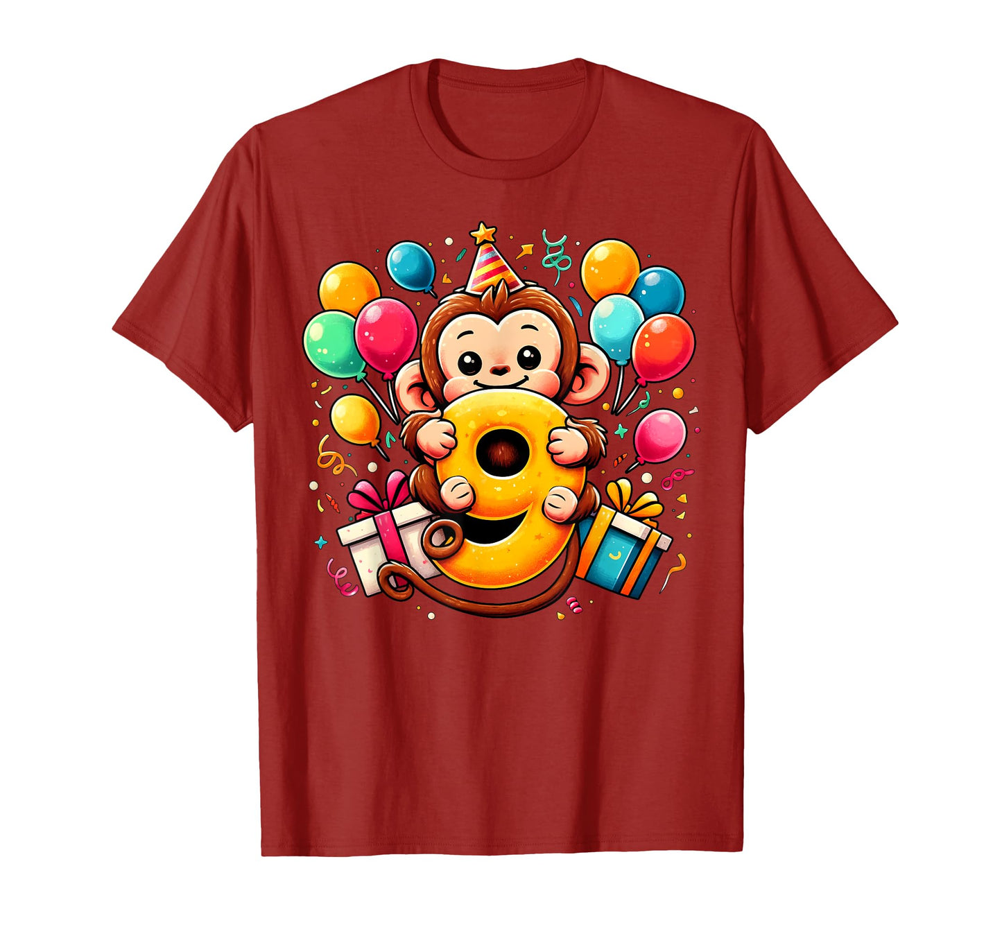 Monkey 9th birthday boy girl 9 years old ninth nine Monkey T-Shirt