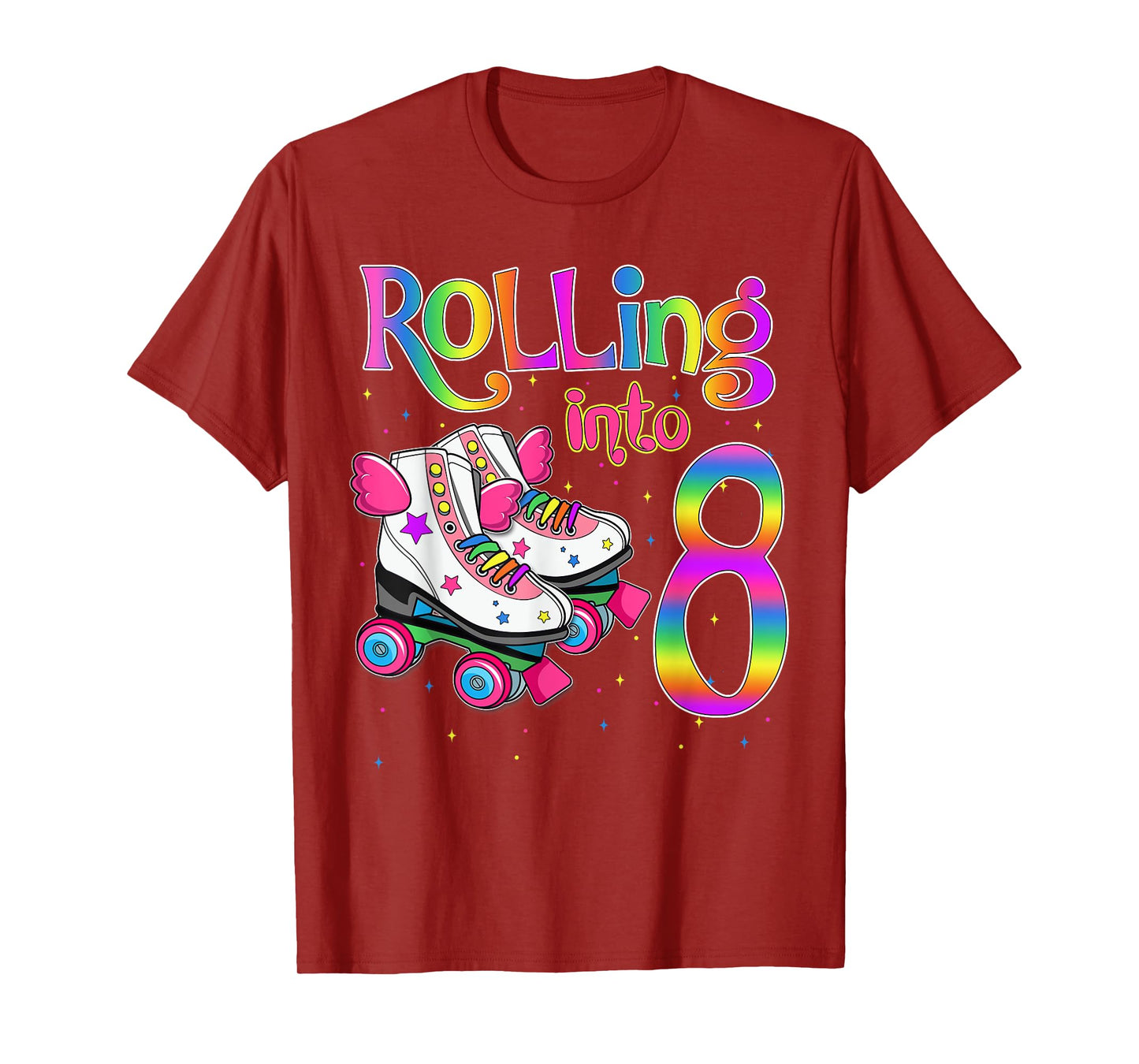 Rolling Into 8 years Let's Roll I'm Turning 8 Roller Skate T-Shirt