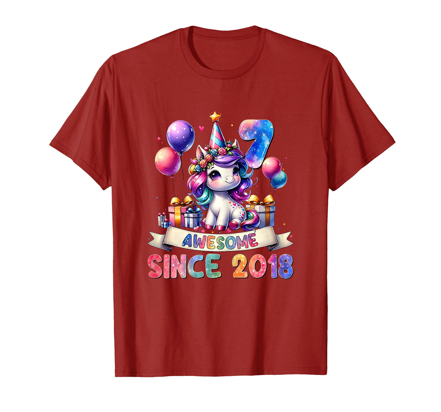 7 Year Old Unicorn Gifts For Girls 7th Birthday Girl Party T-Shirt
