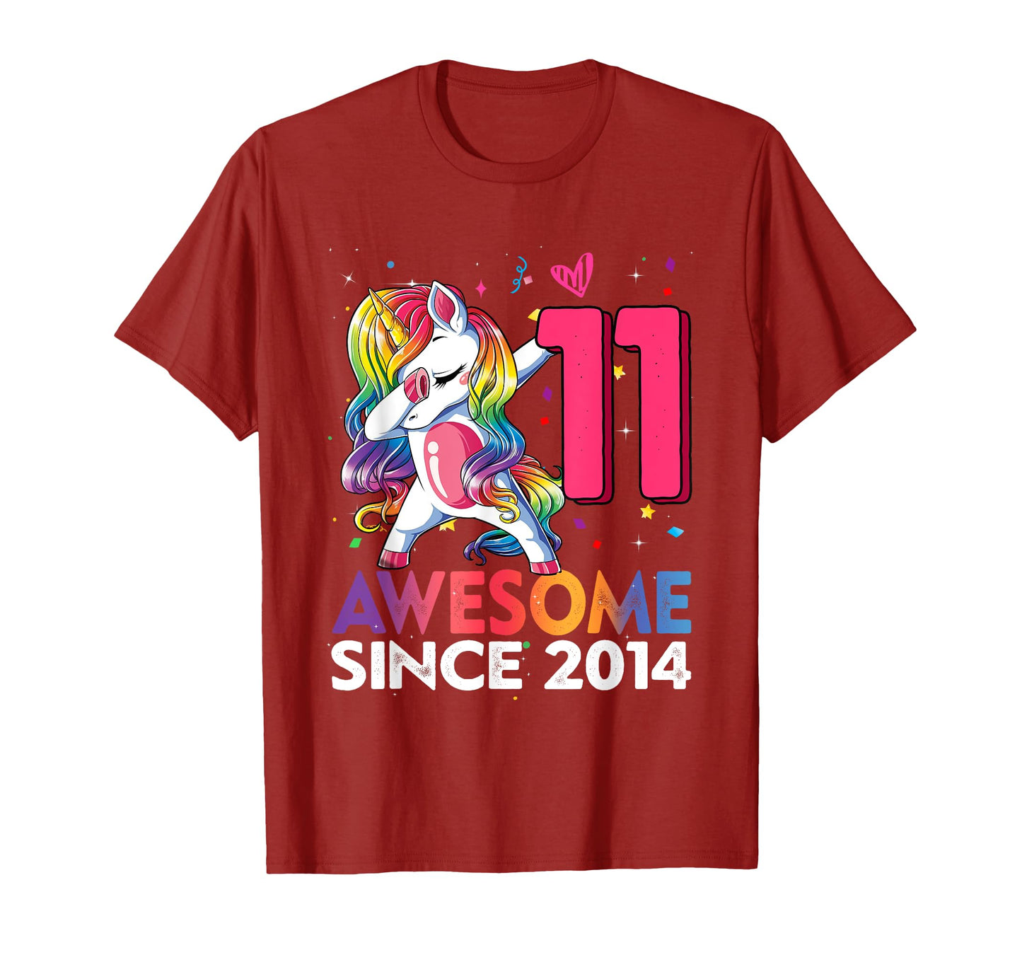 11th Birthday Awesome Since 2014 11 Years Old Unicorn Girls T-Shirt