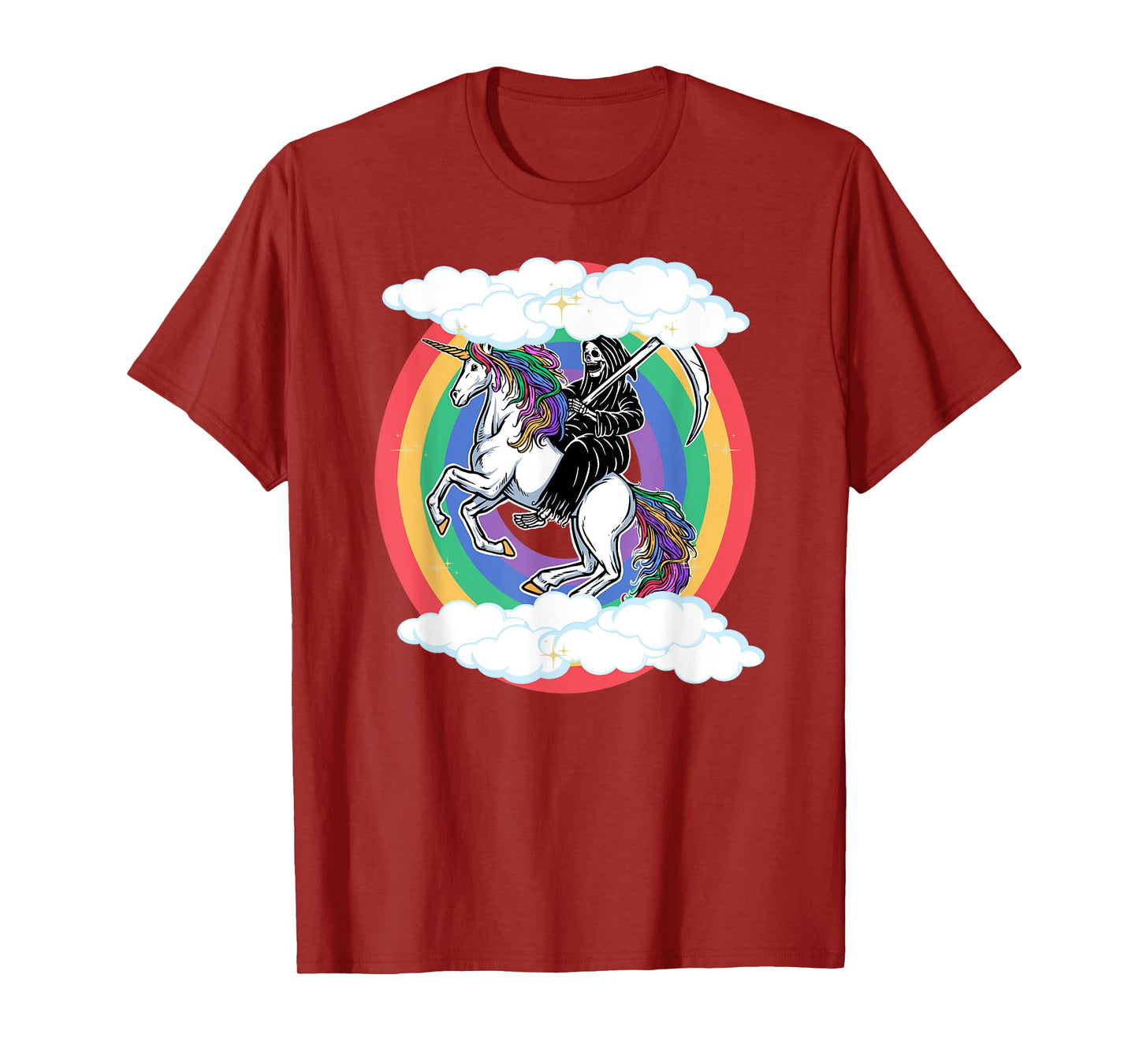 Skeleton Riding Unicorn Funny Unicorns Rainbow Lover Graphic T-Shirt