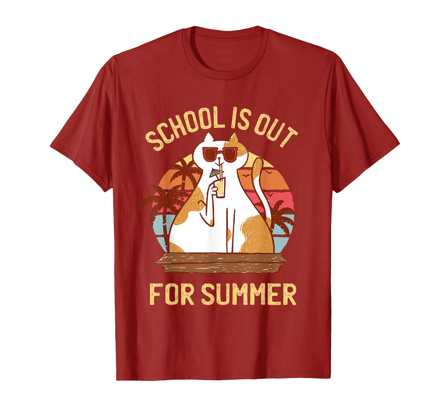 Last Day of School Shirt for Teachers - Retro Summer Cat T-Shirt