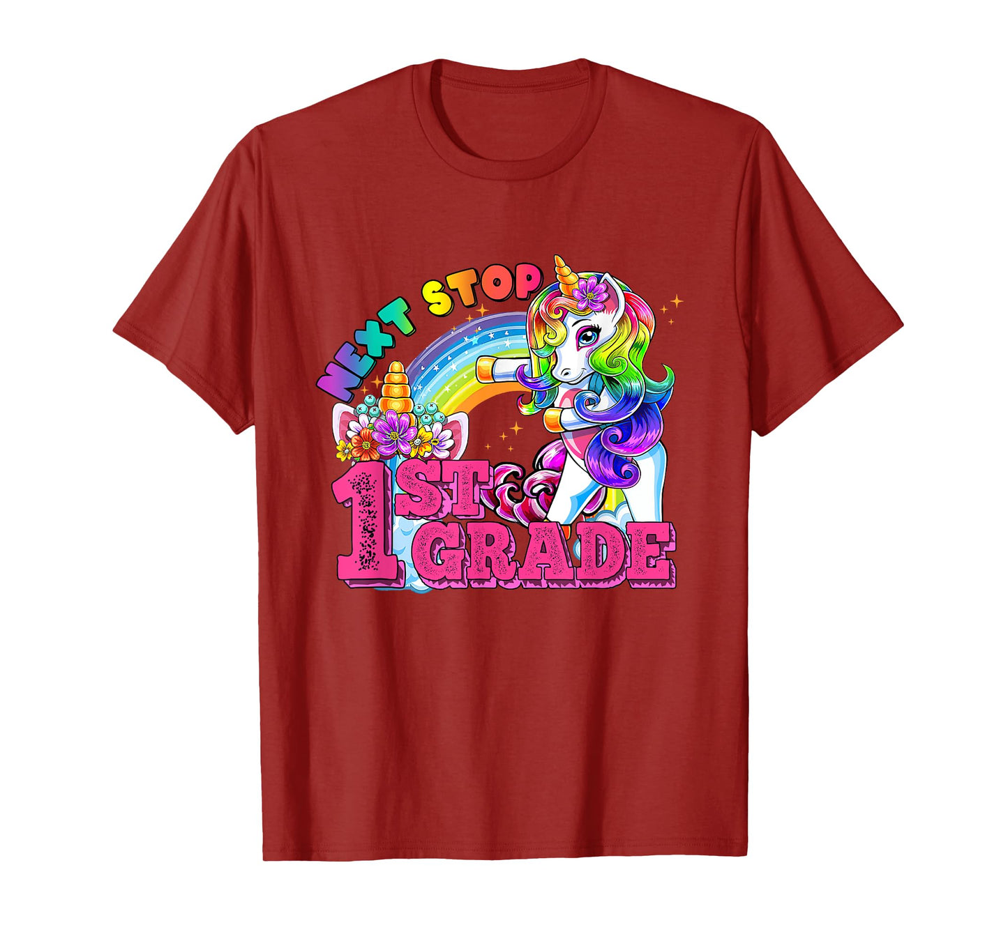 Next stop 1st grade First Grade Here I come Flossing Unicorn T-Shirt