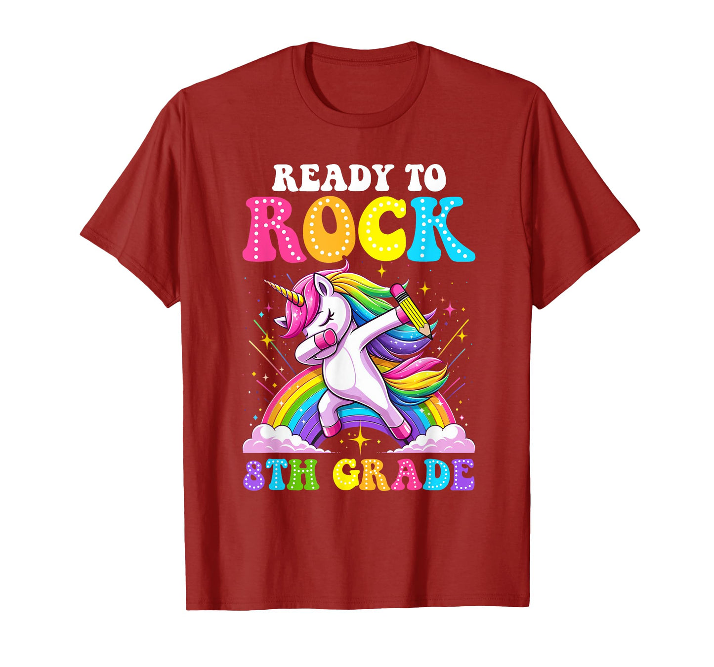 Ready To Rock 8th Grade Dabbing Unicorn Back To School Girls T-Shirt