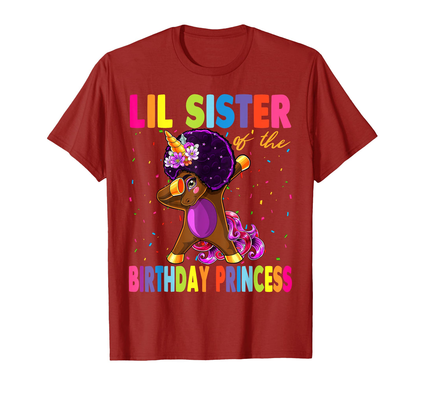 Dabbing Unicorn Afro Lil Sister of the Birthday Princess T-Shirt