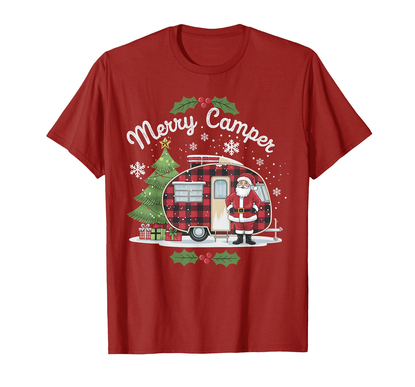 Merry Camper Christmas Santa Camping Truck Family Matching T-Shirt