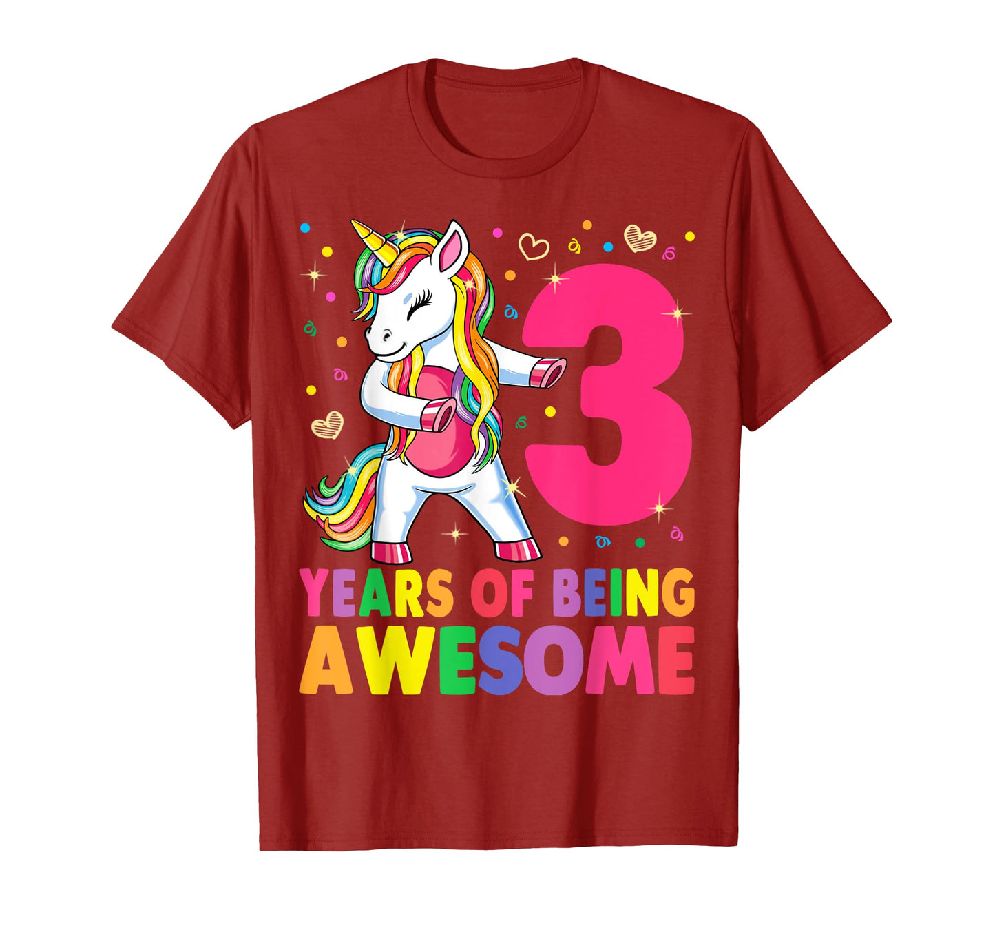 3 Years Old Unicorn Flossing 3rd Birthday Girl Unicorn Party T-Shirt
