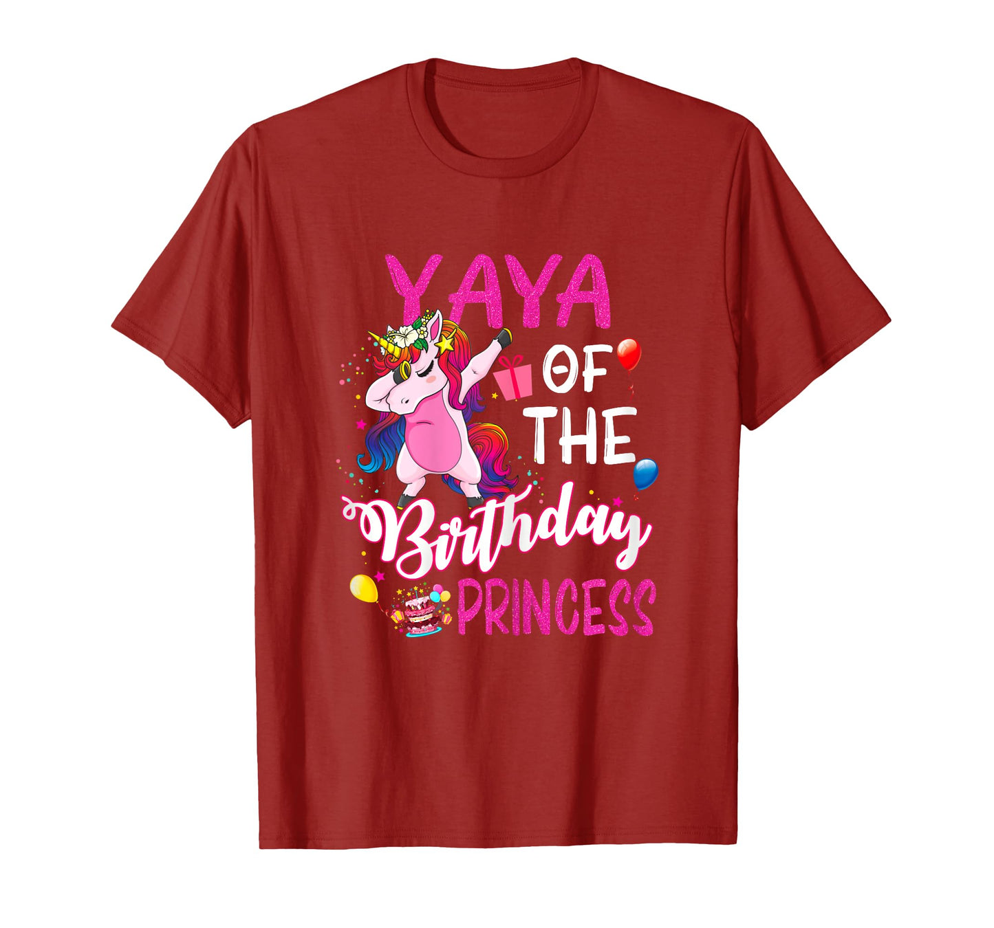 Yaya Of The Birthday Princess Unicorn Girl T-Shirt