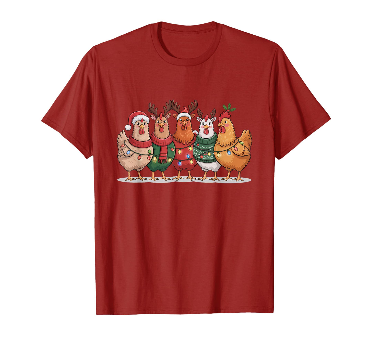 Christmas Lights Chicken Santa Funny Xmas Tree for Men Women T-Shirt