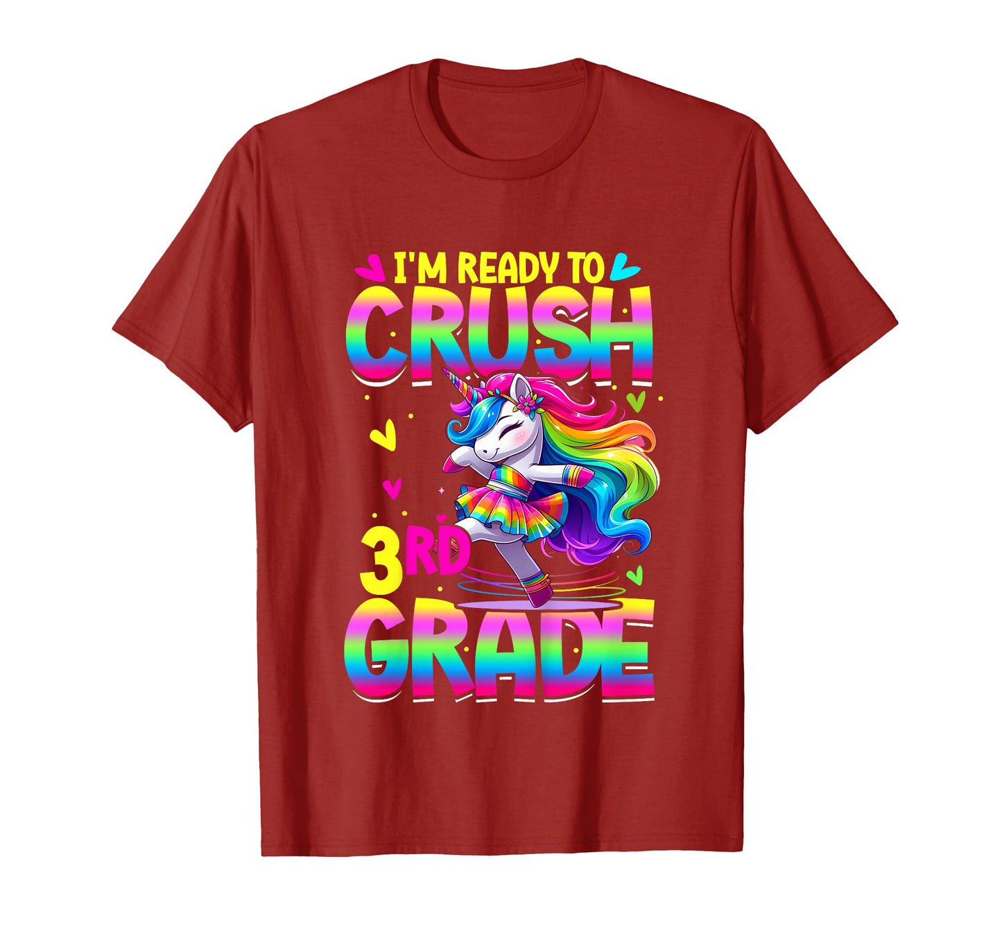 I'm Ready To Crush 3rd Grade Back To School Dancing Unicorn T-Shirt