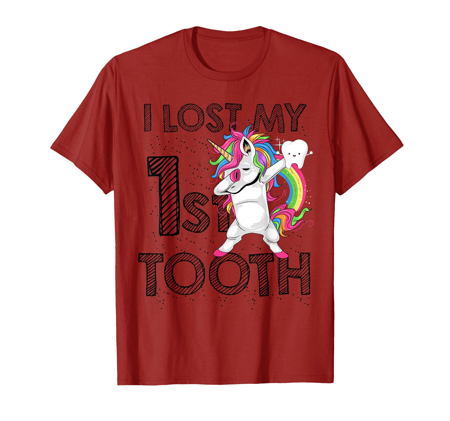 I Lost My First Tooth Baby Teeth Out Fairy Unicorn Dabbing T-Shirt