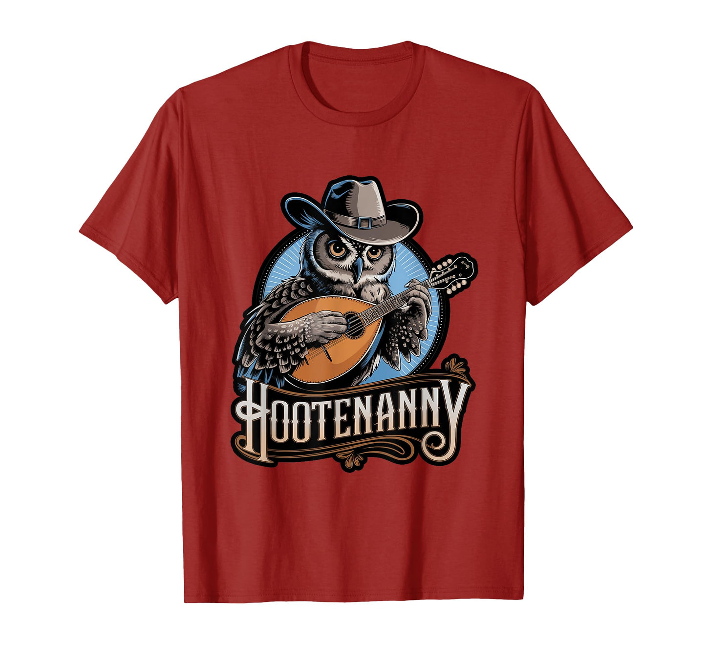 Hootenanny Owl Lover Musical Instrument Folk Music T-Shirt