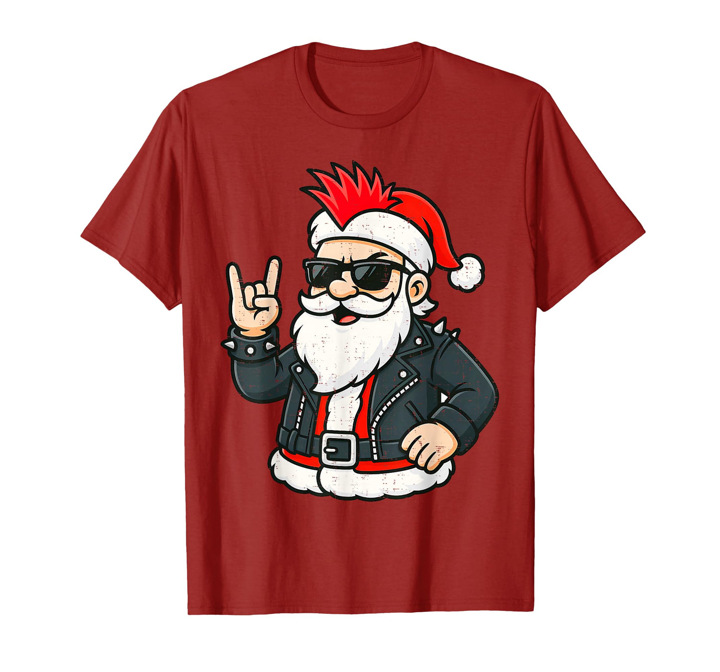 Punk Rock Santa Claus Emo Christmas Rocker Pajamas Men Women T-Shirt