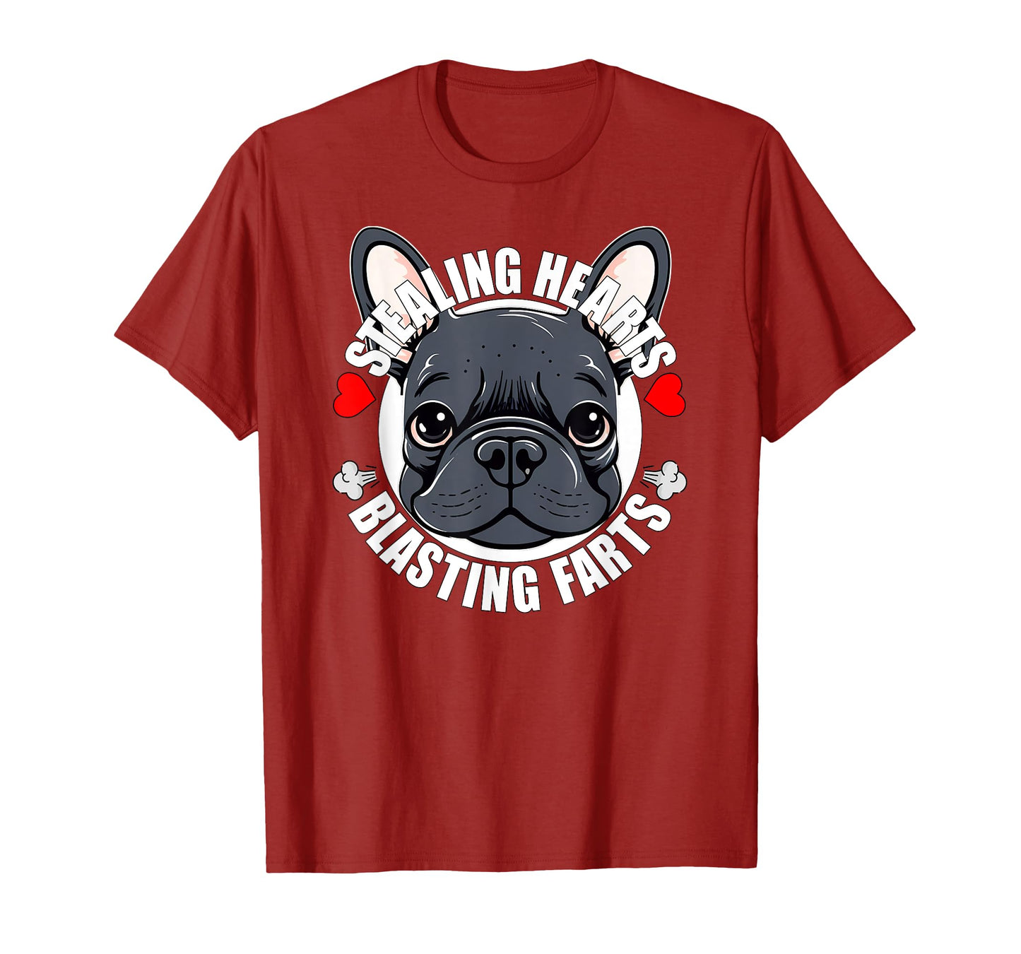 Funny Frenchie French Bulldog Stealing Hearts Blasting Farts T-Shirt