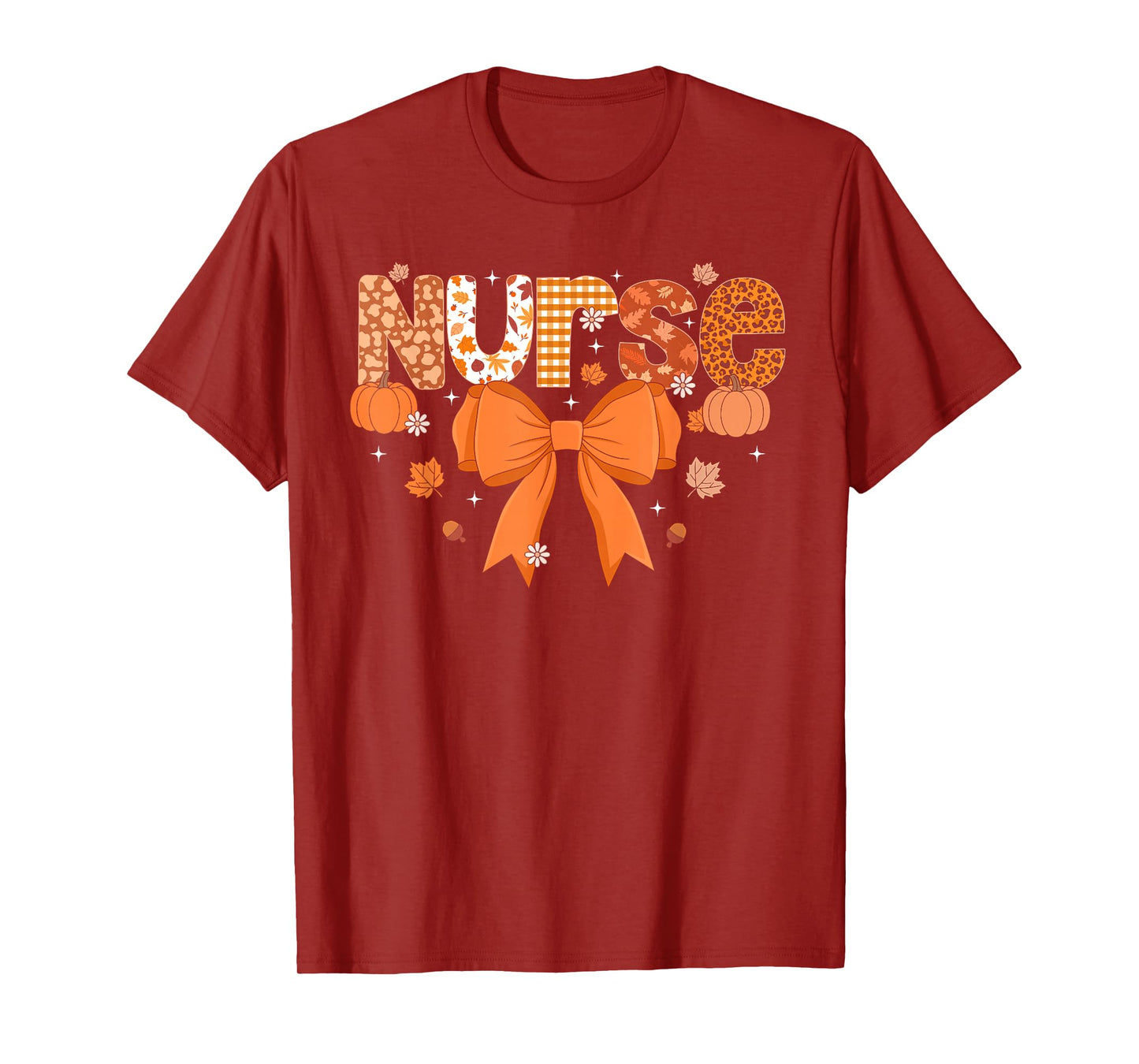 Thanksgiving Nurse Coquette Bow Nursing Fall Autumn Pumpkin T-Shirt