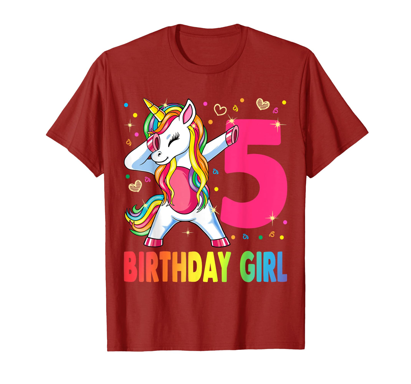 5 Years Old Unicorn Dabbing 5th Birthday Girl Unicorn Party T-Shirt