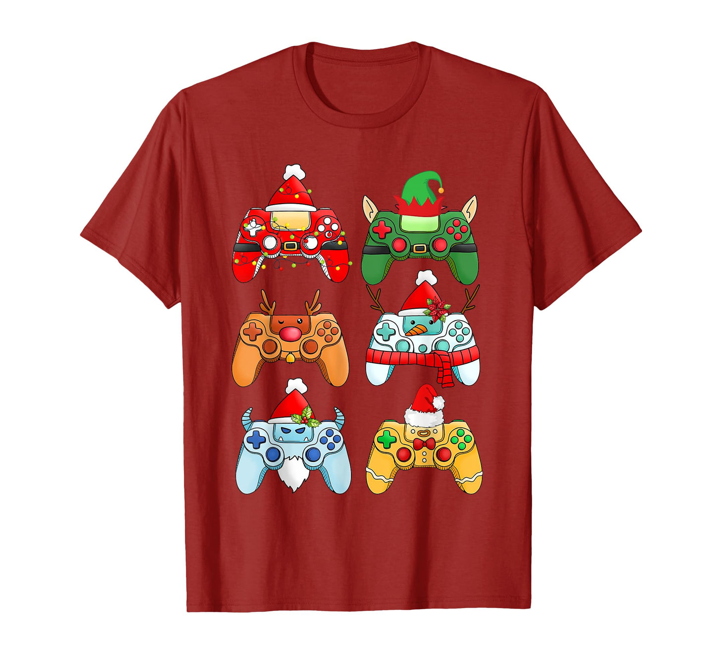 Video Game Christmas Controller Xmas Gamer Santa Hat Boys T-Shirt