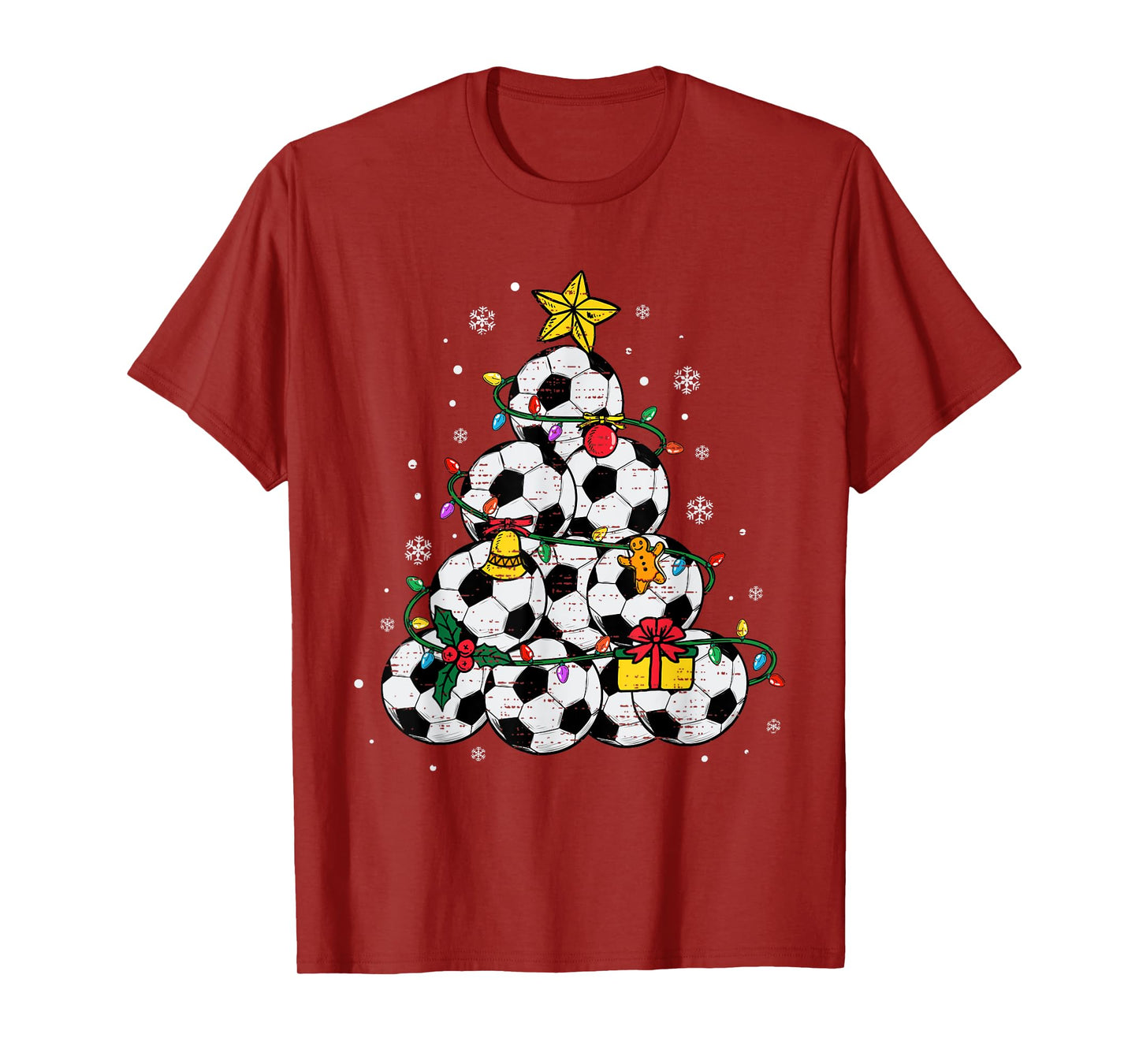Soccer Christmas Tree Hat Santa Xmas Sport Mens Boys Kids T-Shirt