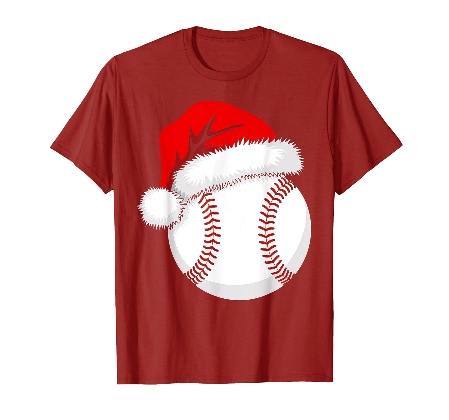 Christmas Baseball Funny Xmas Santa Hat Boys Teens Kids Men T-Shirt