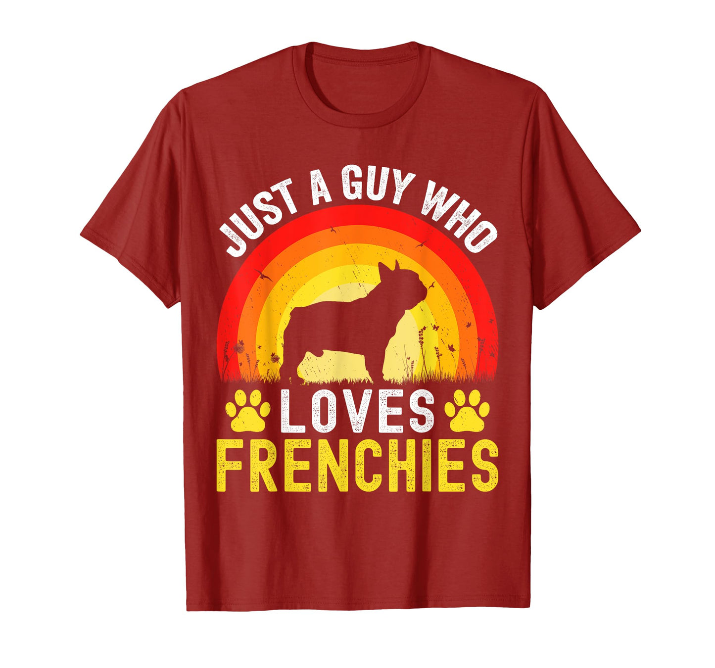 Just A Guy Who Loves Frenchies Retro Vintage Frenchie Dog T-Shirt