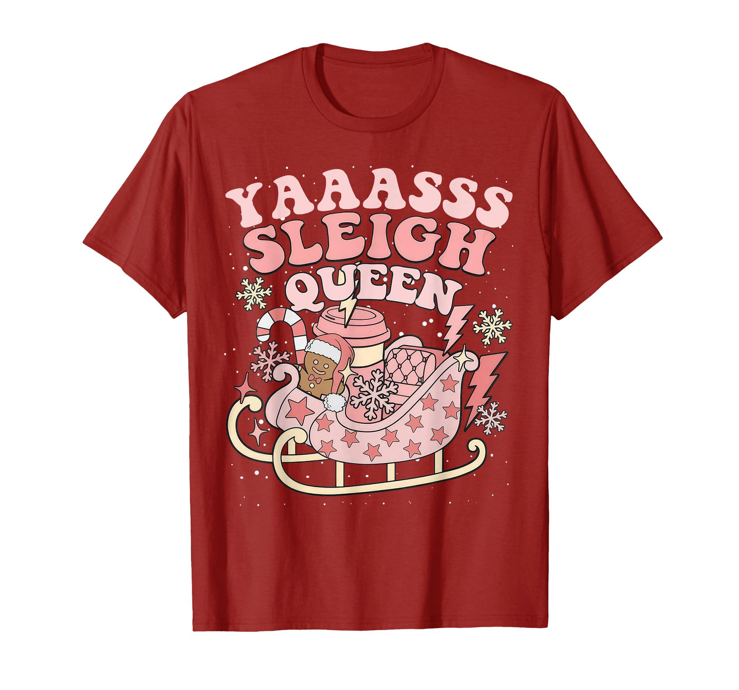 Yaaasss Sleigh Queen Sleigh Girl Matching Christmas Pajamas T-Shirt