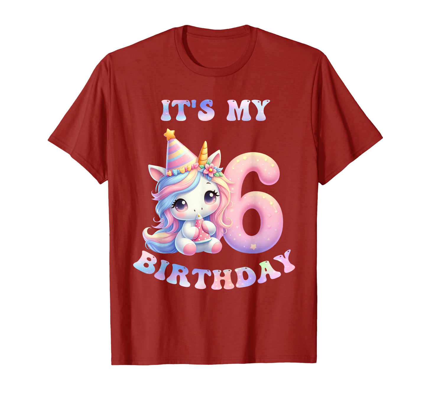 6 Year Old Unicorns Costume For 6th Birthday Girl Party T-Shirt
