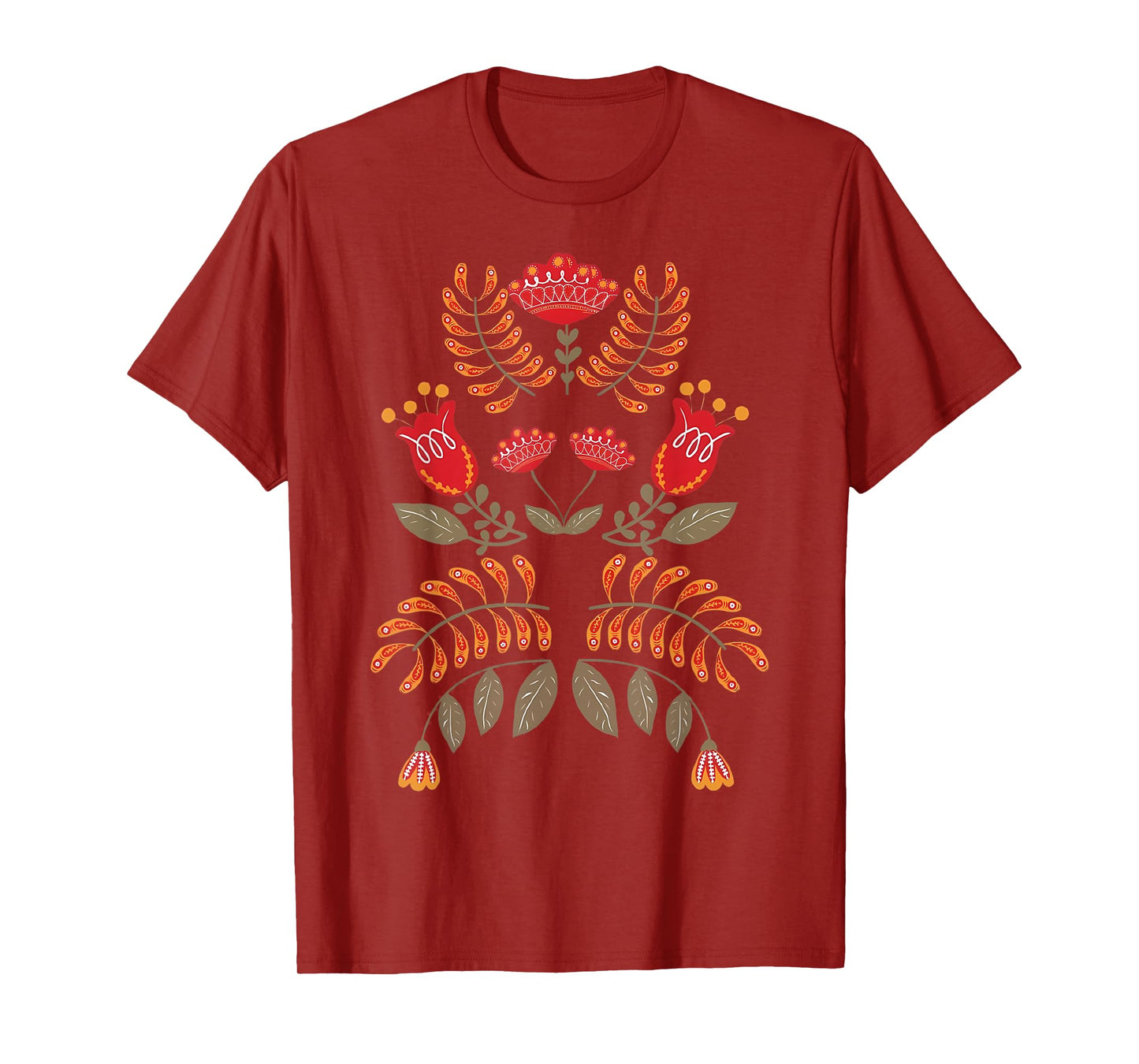 Vintage Flower Scandinavian Folk Art Botanical Mystical T-Shirt