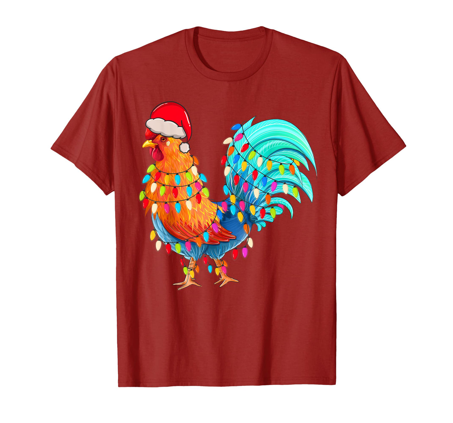 Christmas Lights Chicken Wearing Xmas Hat Chicken Hen Lover T-Shirt