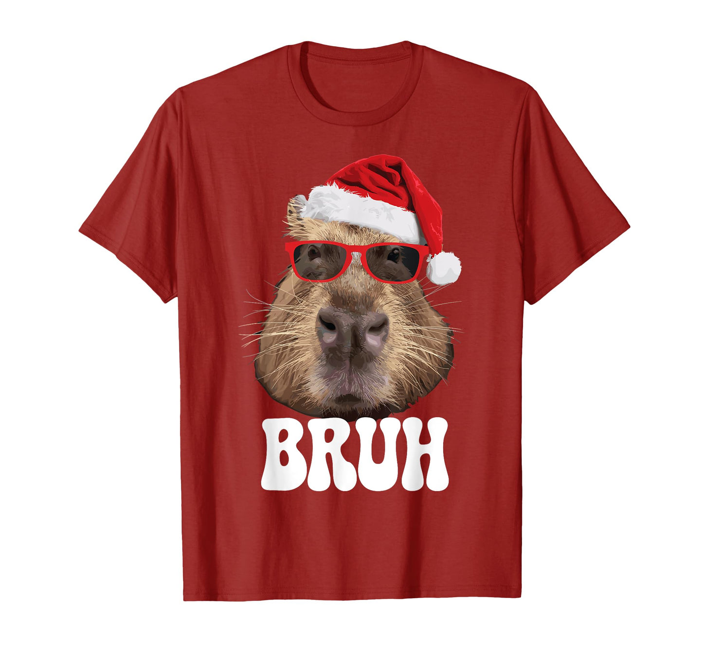 Bruh Capybara Funny Santa Hat Christmas Season Capybara T-Shirt