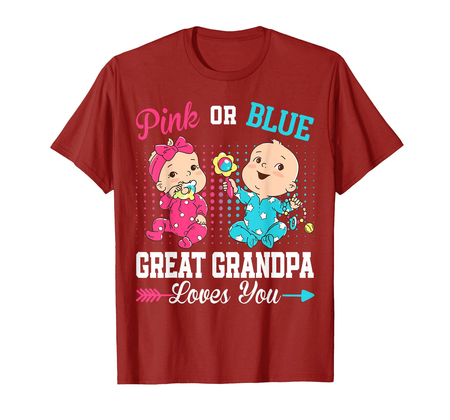 Pink Or Blue Great Grandpa Loves You Gender Reveal Party T-Shirt