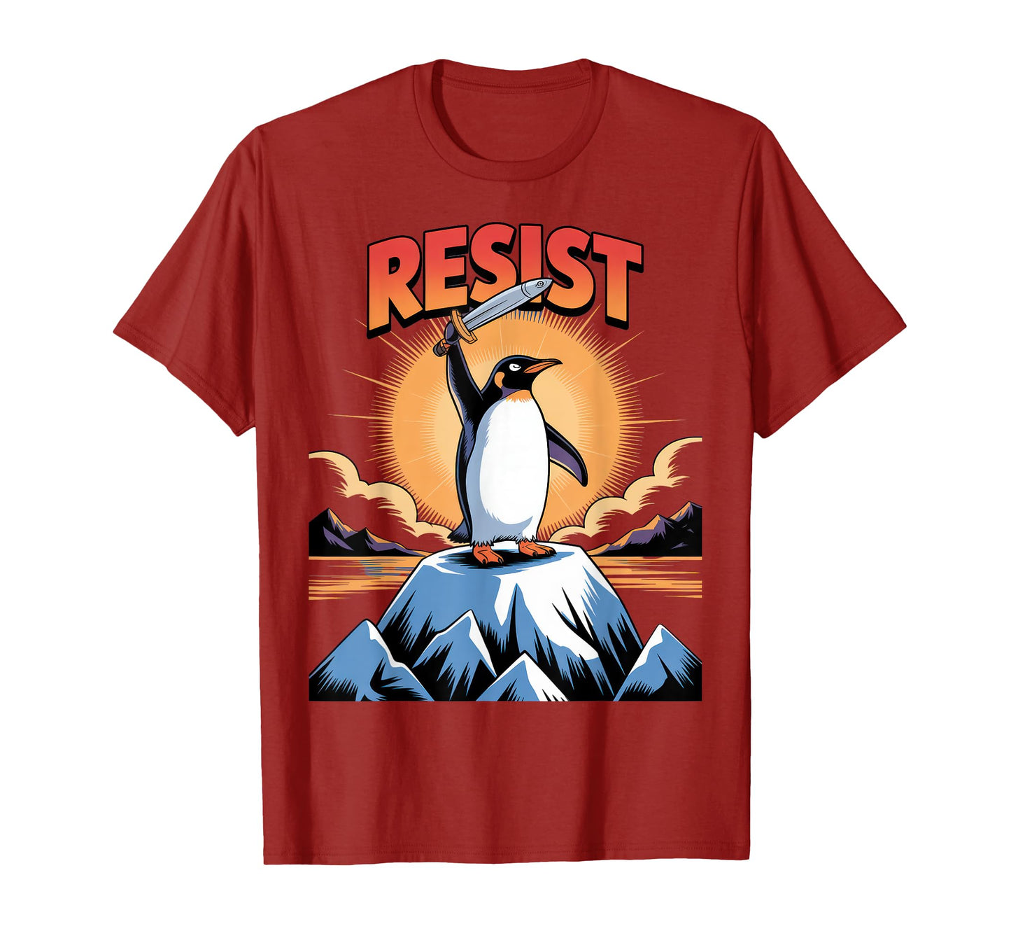 Penguins Protest Against Tariffs Funny Penguin Tariff T-Shirt