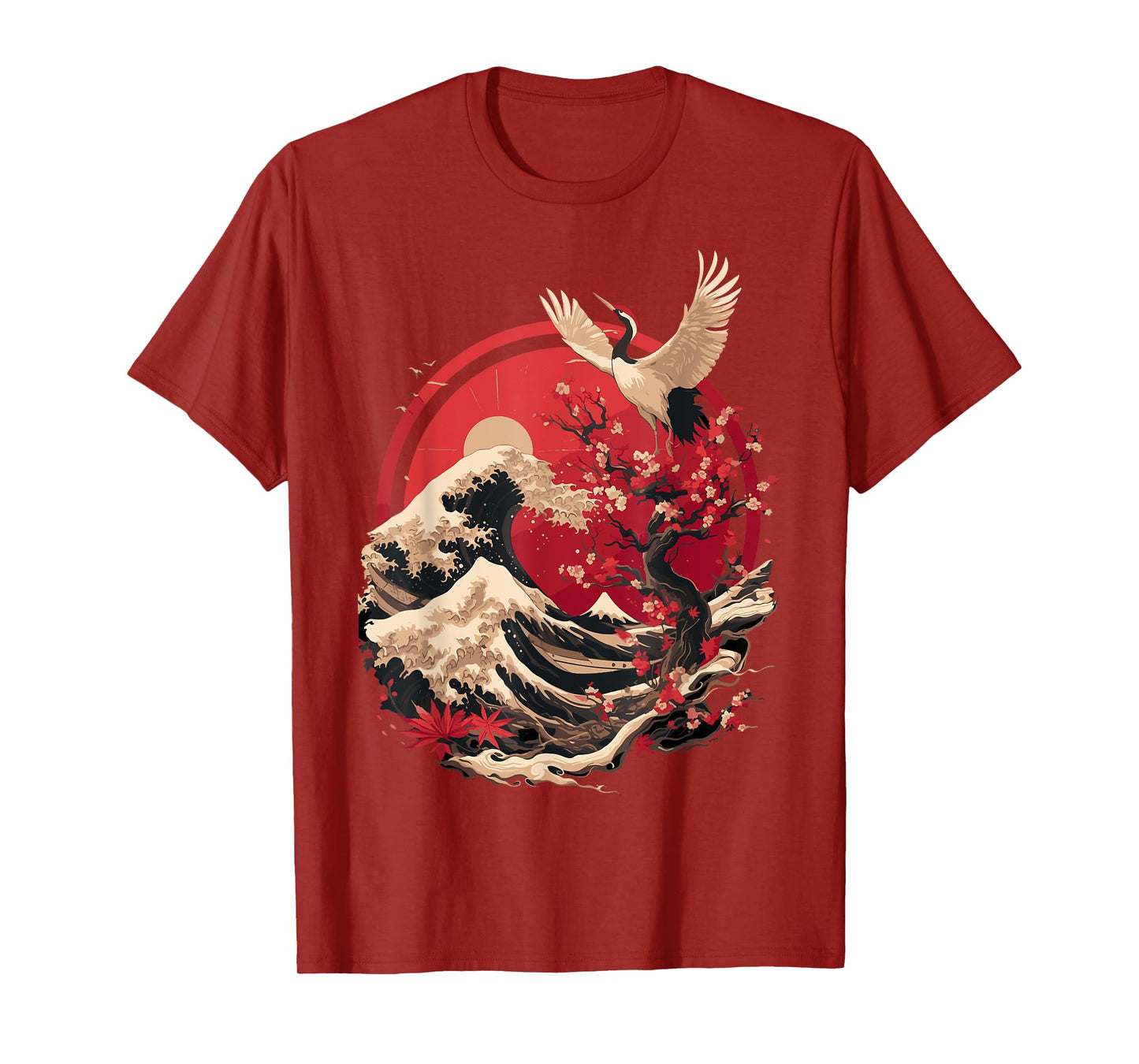Japanese Crane Japan Cherry Blossom T-Shirt