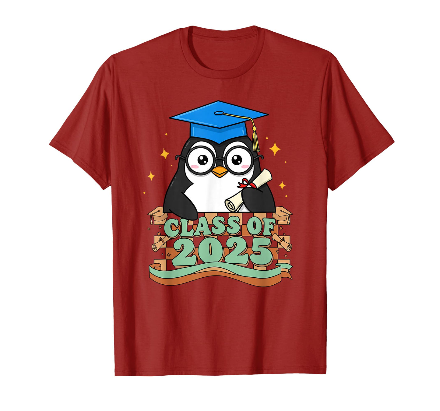 Graduate Penguin Class Of 2025 Kids Mens Womens Graduation T-Shirt