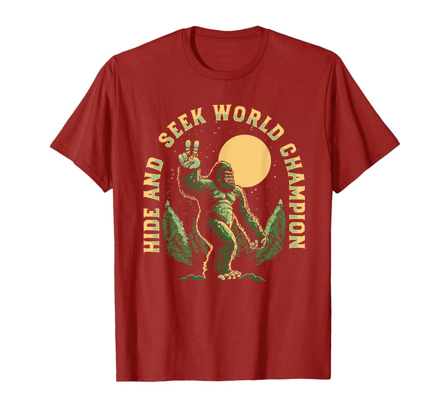 Vintage Hide And Seek World Champion Funny Retro Bigfoot T-Shirt