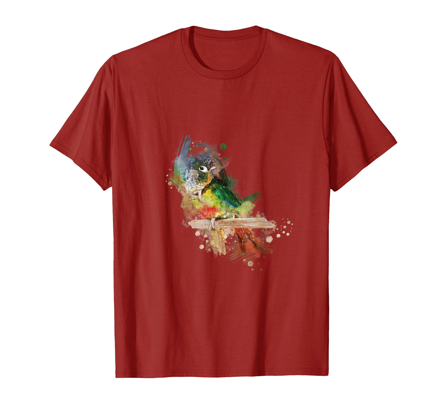 Watercolor Yellow Sided Green Cheek Conure Parrot T-Shirt