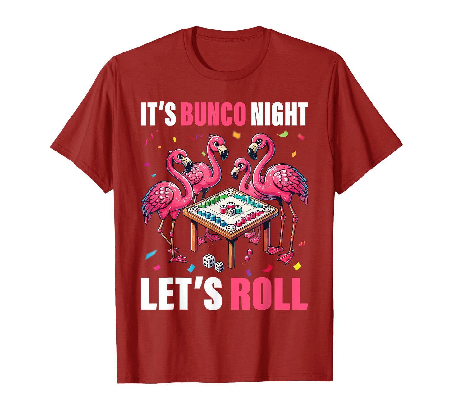Flamingo Lover Gift Co. Bunco Night Flamingo Bunco Group Unisex-Adults Kids T-Shirt Black Short Sleeve Graphic T-Shirt