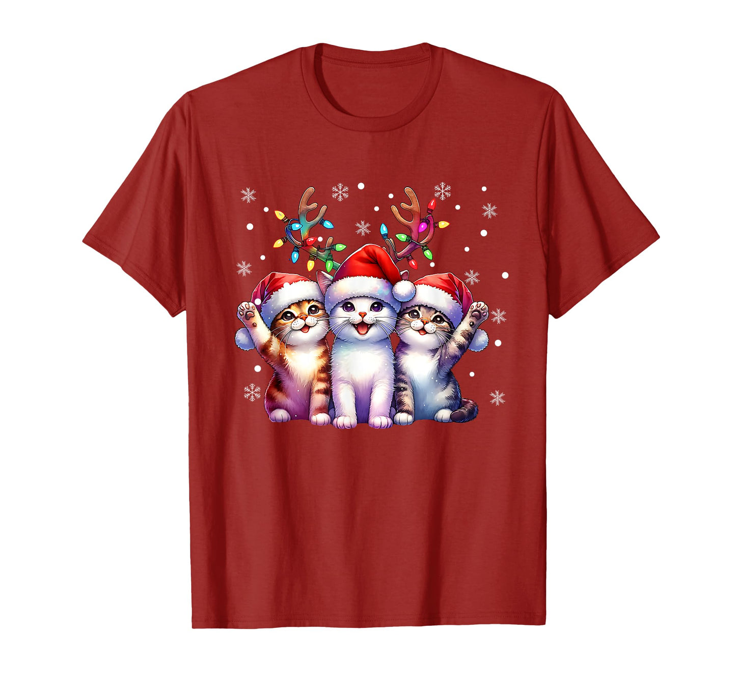 Christmas Cat Santa Reindeer Cat Lover Christmas Cats T-Shirt