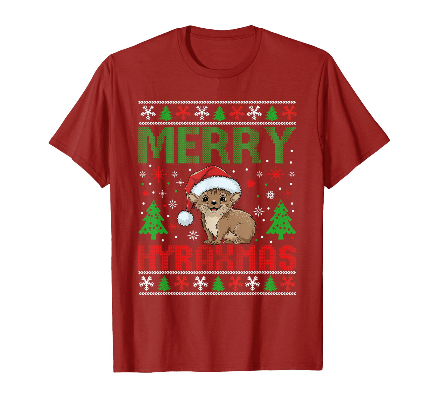 Merry Hyraxmas Ugly Christmas Funny Cute Xmas Pajama Hyrax T-Shirt