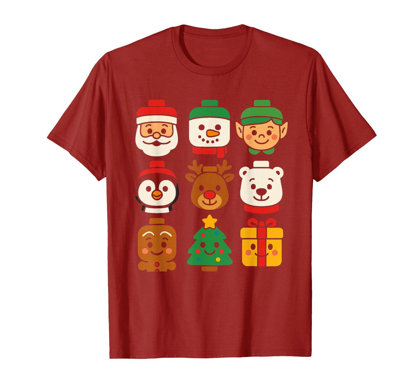 Christmas Building Brick Santa Elf Snowman Xmas Boys Girls T-Shirt