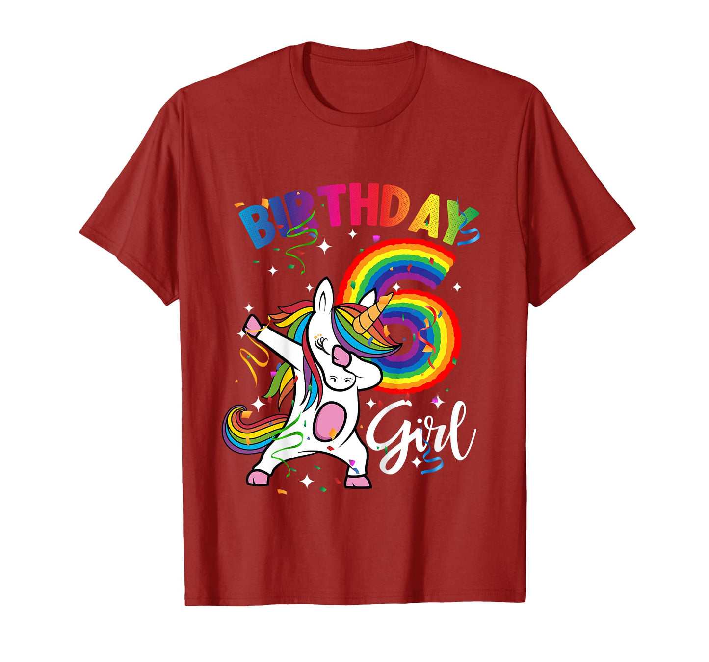 Dabbing Unicorn 6 Year Old 6th Birthday Party Girl Shirt Gif T-Shirt