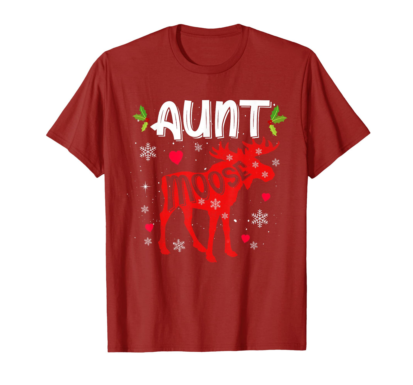 Aunt Moose Heart Christmas Family Matching Xmas Pajamas T-Shirt