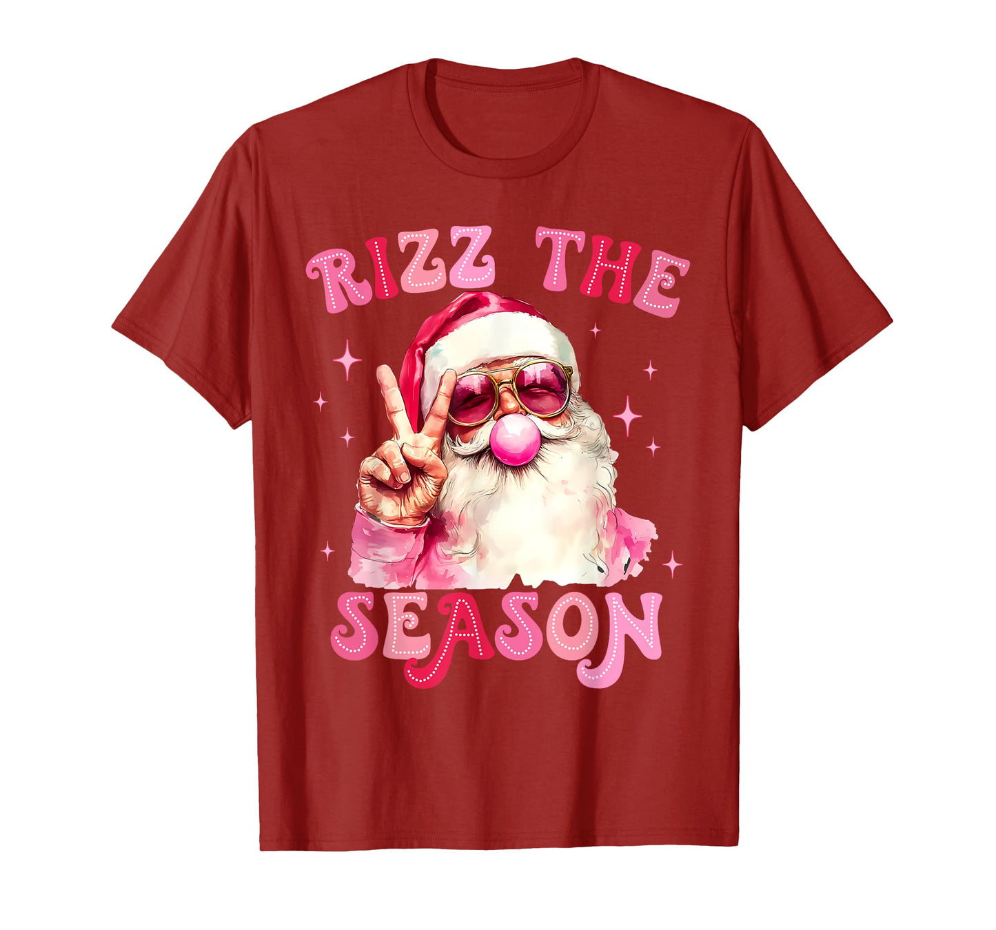 Rizz The Season Santa Pink Bubble Gum Rizzmas Christmas Kids T-Shirt