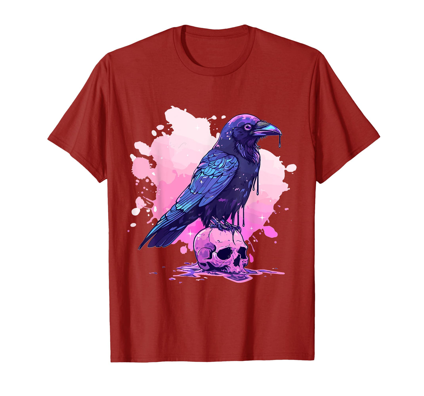 Goth Pastel Cute Creepy Kawaii Skull And Crow Vaporwave T-Shirt