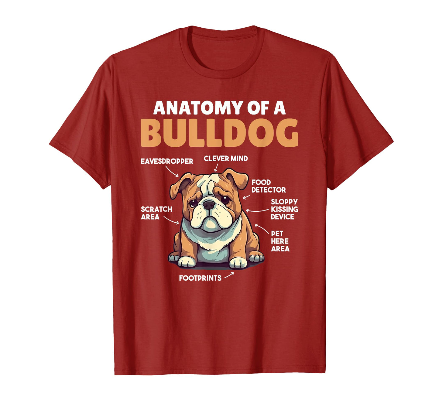 Cute Dogs Explanation Anatomy Of A Bulldog Men Women Girls Kids T-Shirt