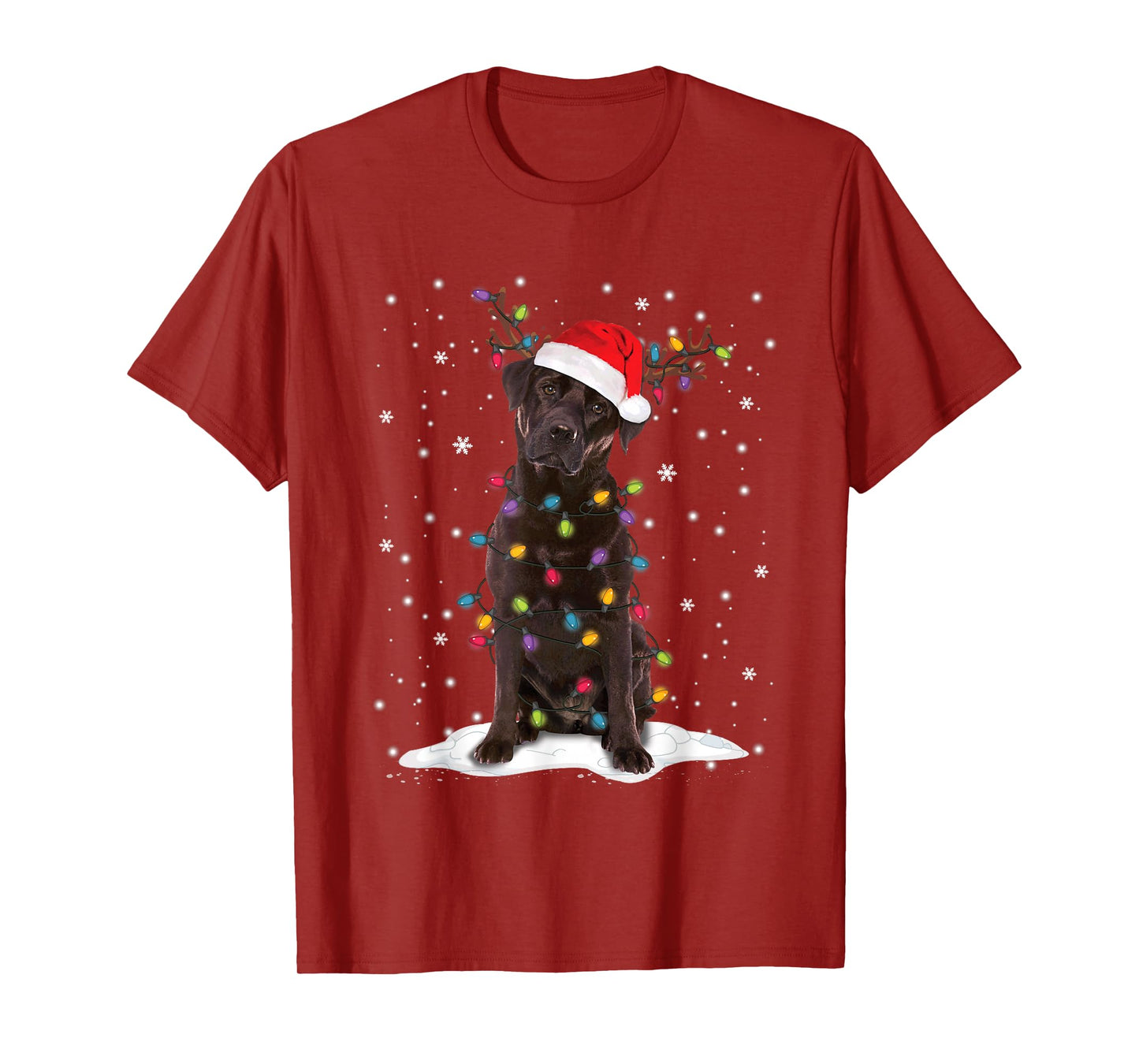 Chocolate Lab Labrador Christmas Tree Lights Pajama Dog Xmas T-Shirt