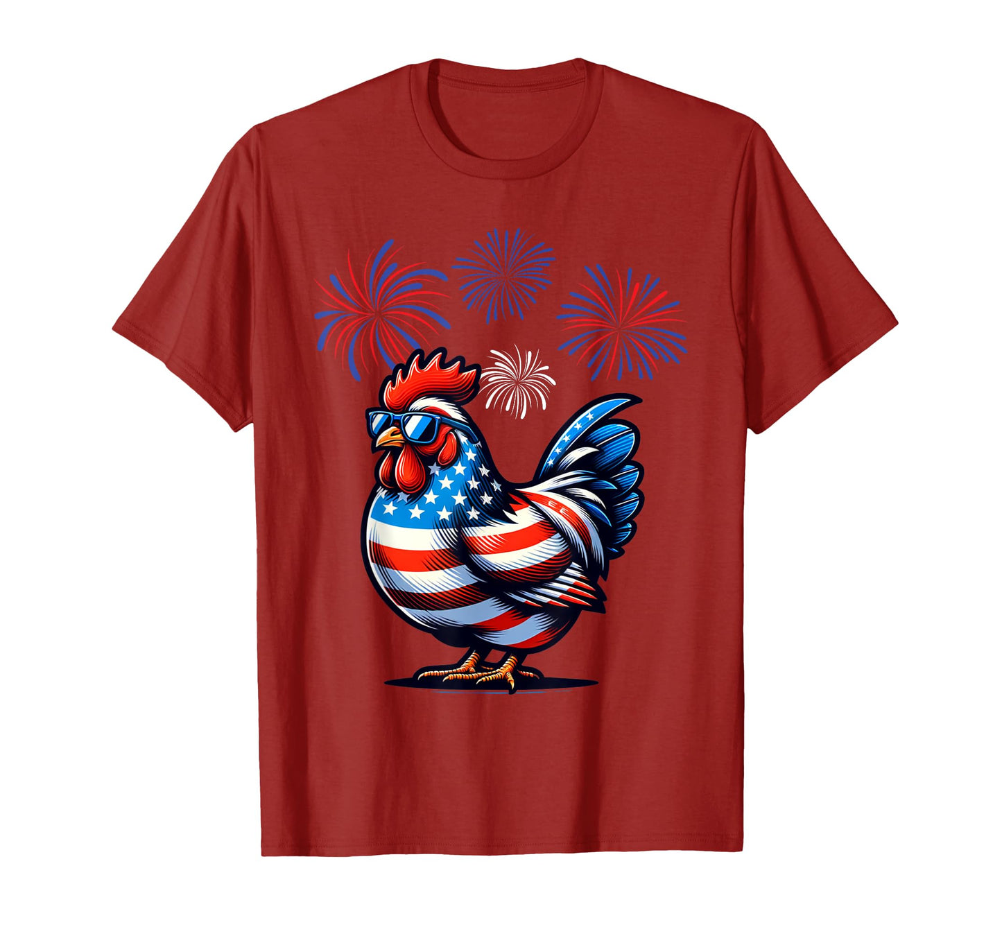 Red White Blue Chicken Farm Animal Patriotic 4th Of July T-Shirt